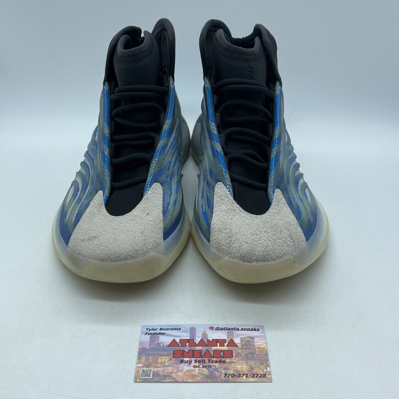 Size 10 - adidas Yeezy Quantum Frozen Blue Black Grey Suede Leather (GZ8872)