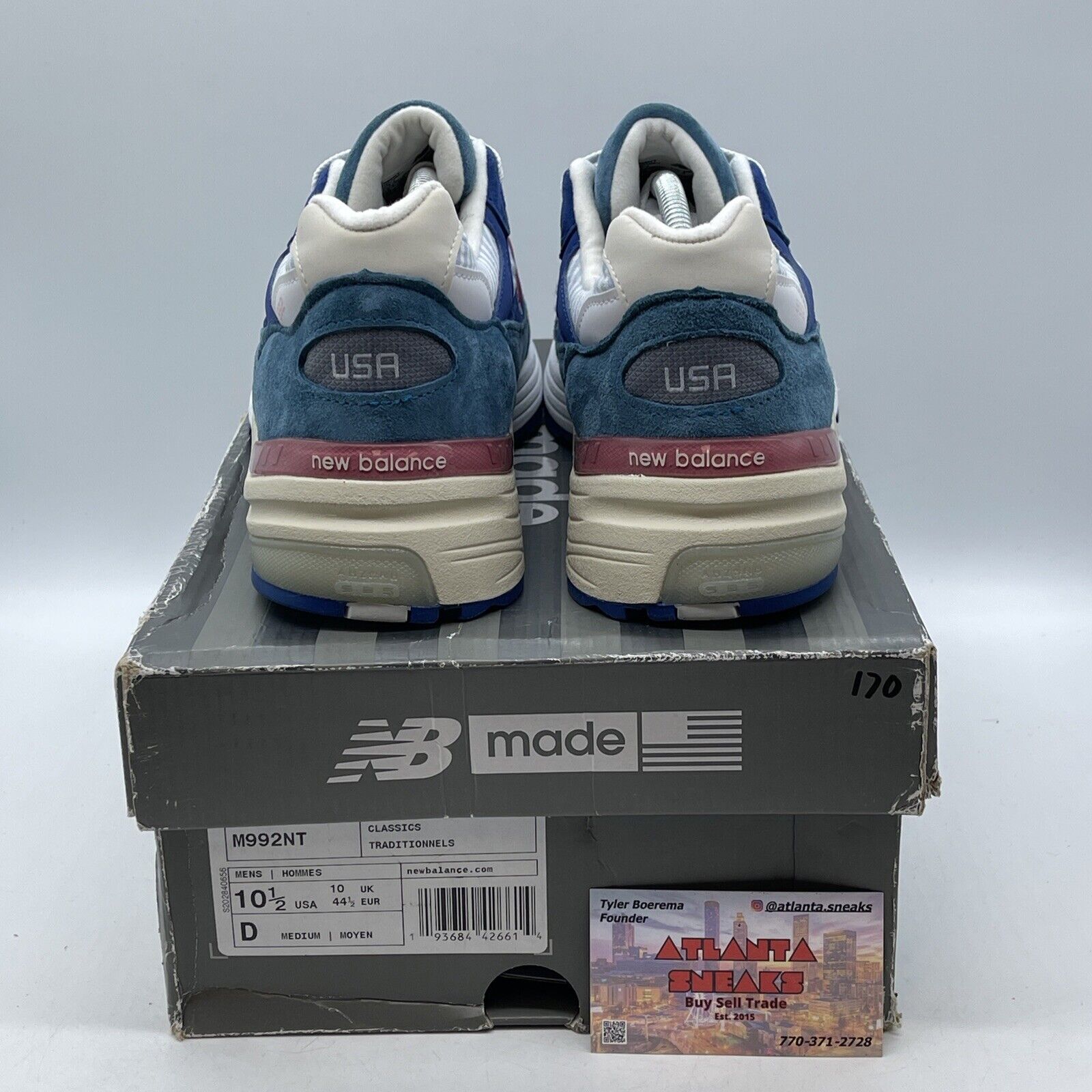 Size 10.5 - New Balance 992 Made in USA Tropical Blue Suede Leather (M992NT)