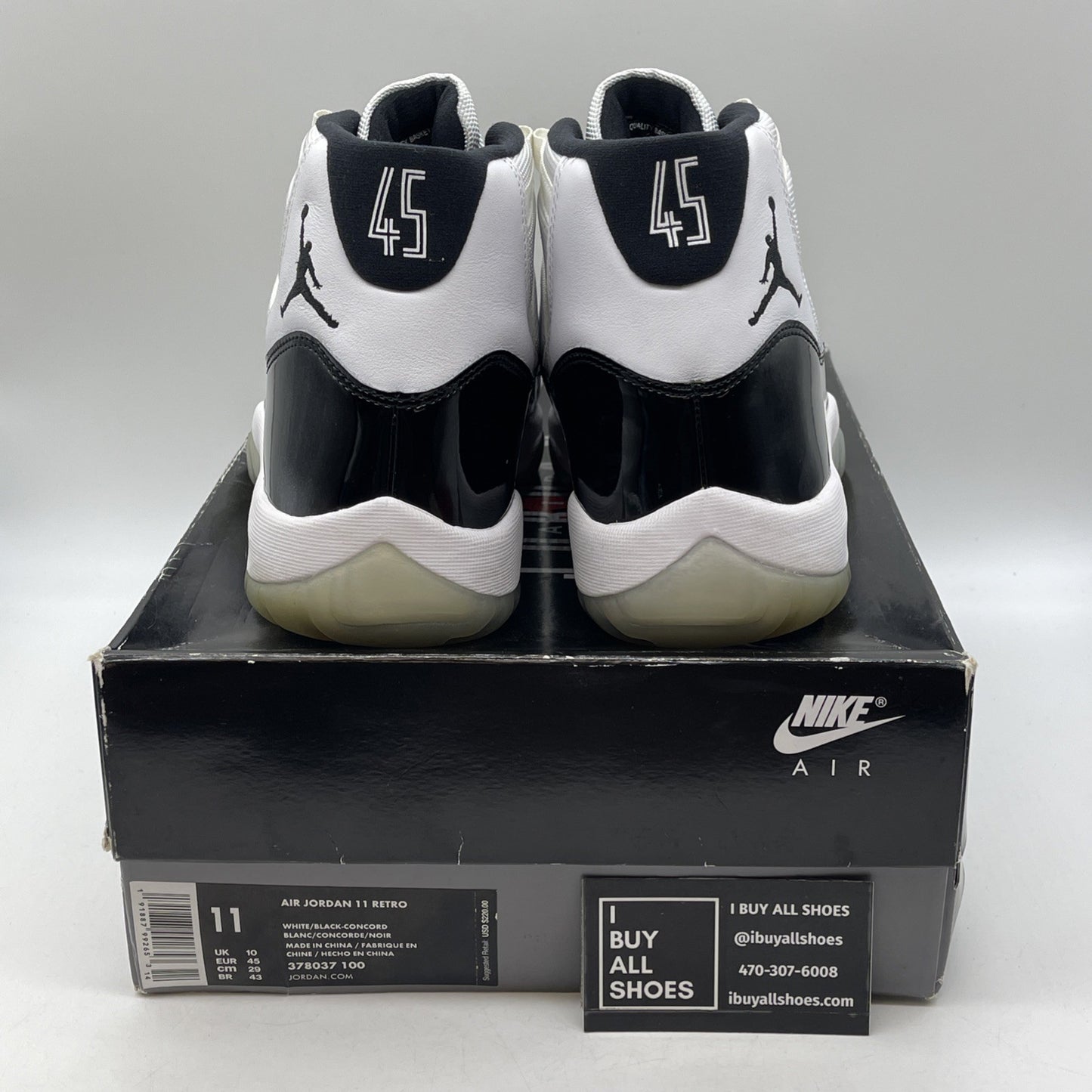 Size 11 - Jordan 11 Retro High Concord Black White Leather (378037-100)