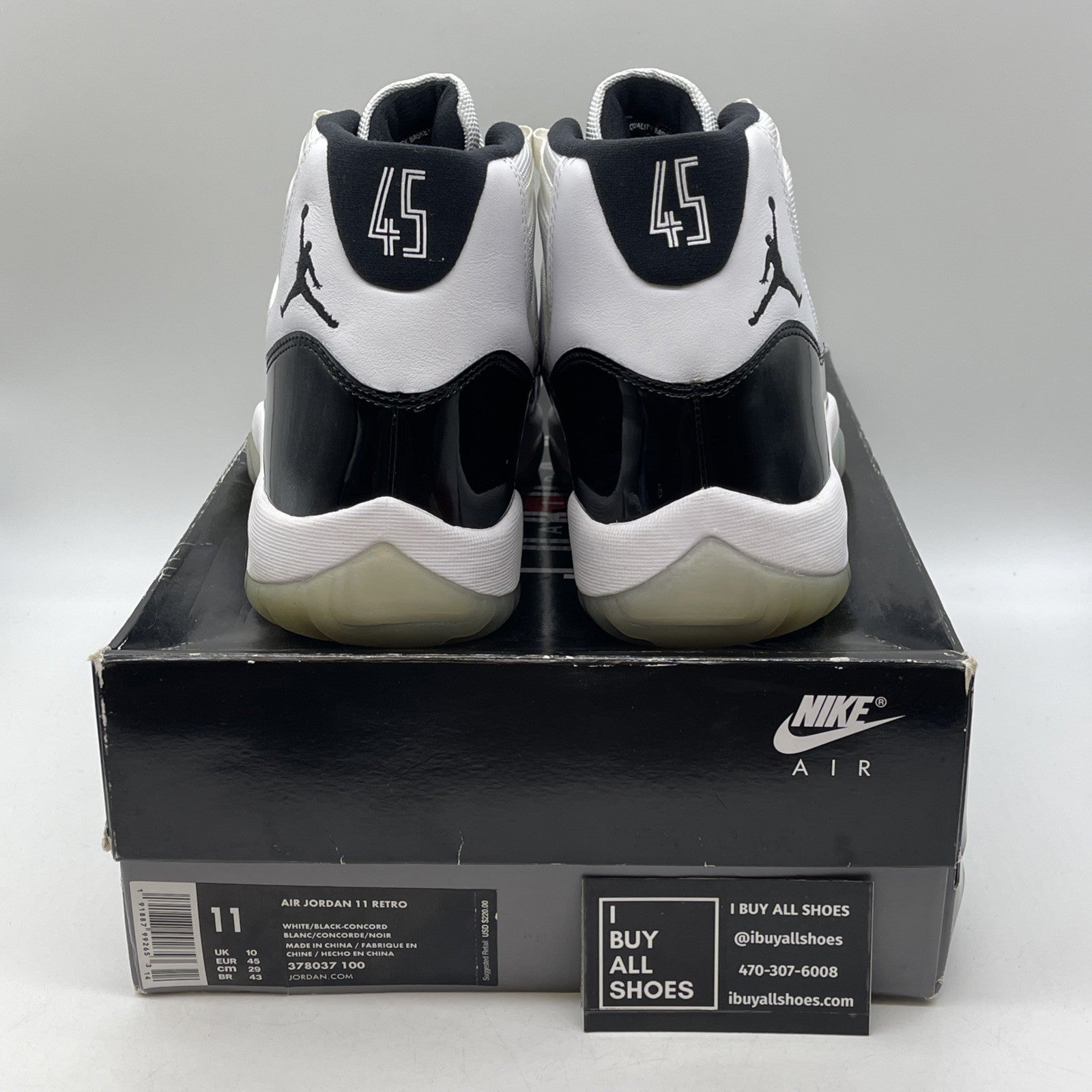 Size 11 - Jordan 11 Retro High Concord Black White Leather (378037-100)