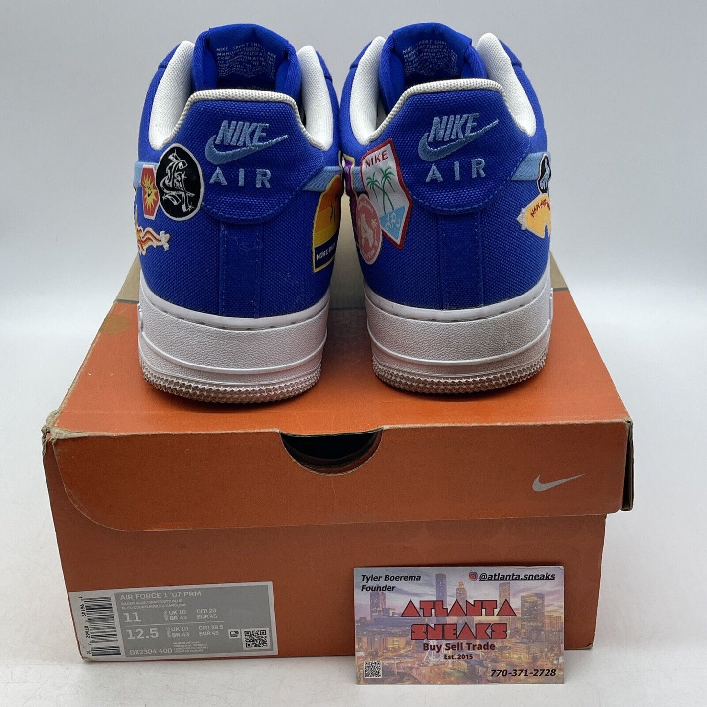 Size 11 - Nike Air Force 1 '07 Patched Up - Los Angeles White Blue (DX2304-400)