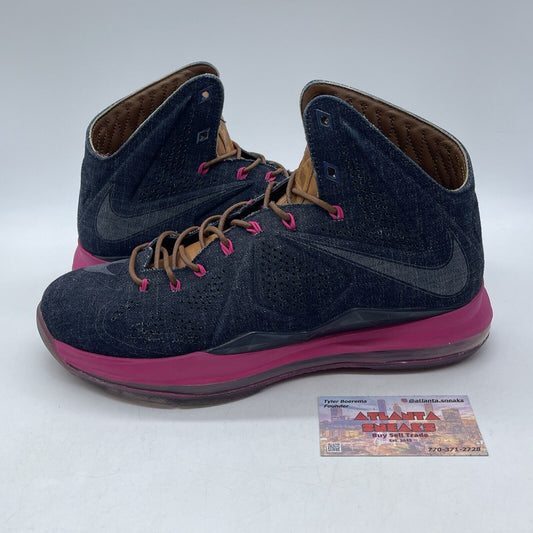 Size 9.5 - Nike LeBron 10 EXT Denim QS Denim Purple Black Suede (597806-400)