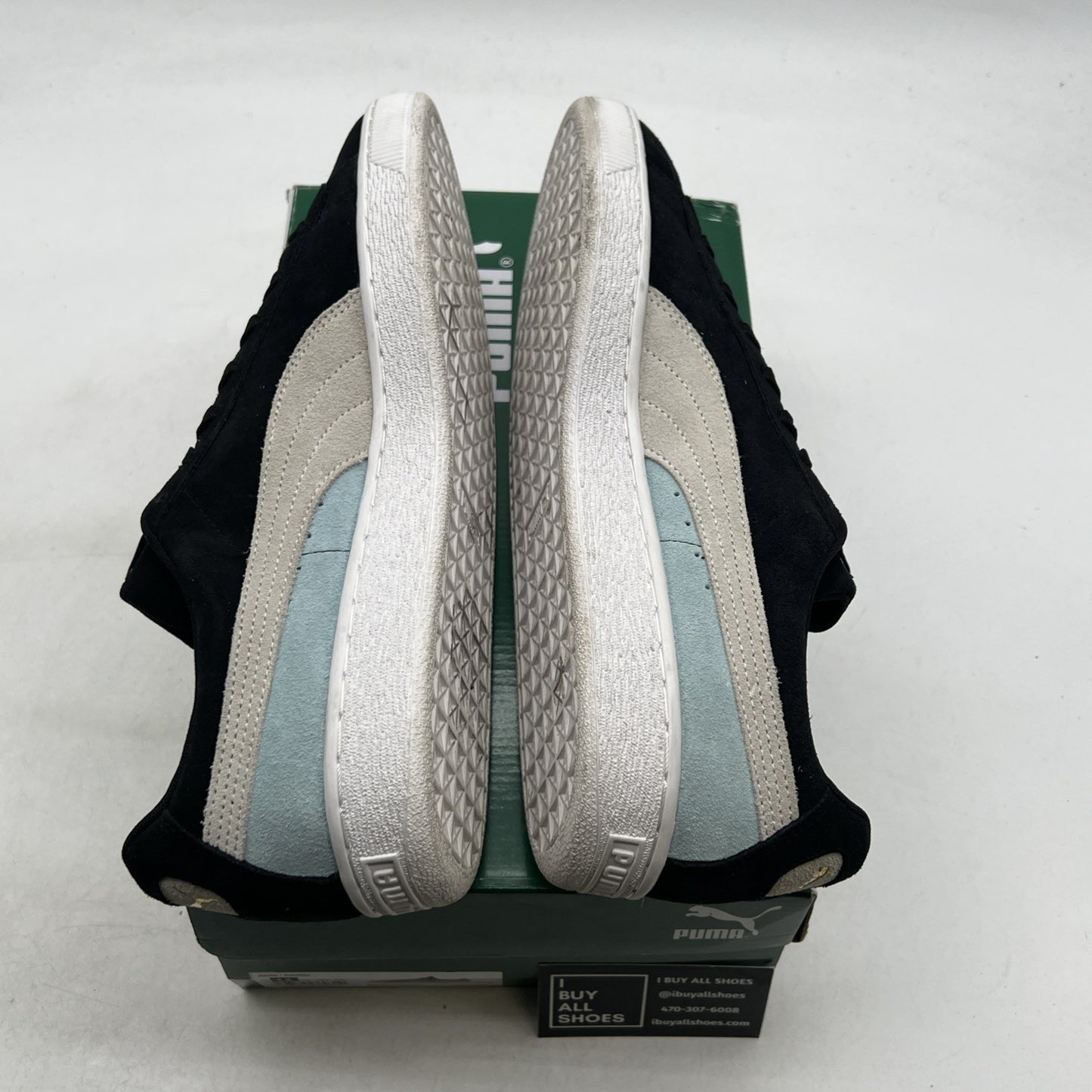 Size 14 - Puma Suede Classic Black Aquamarine (365347-86)