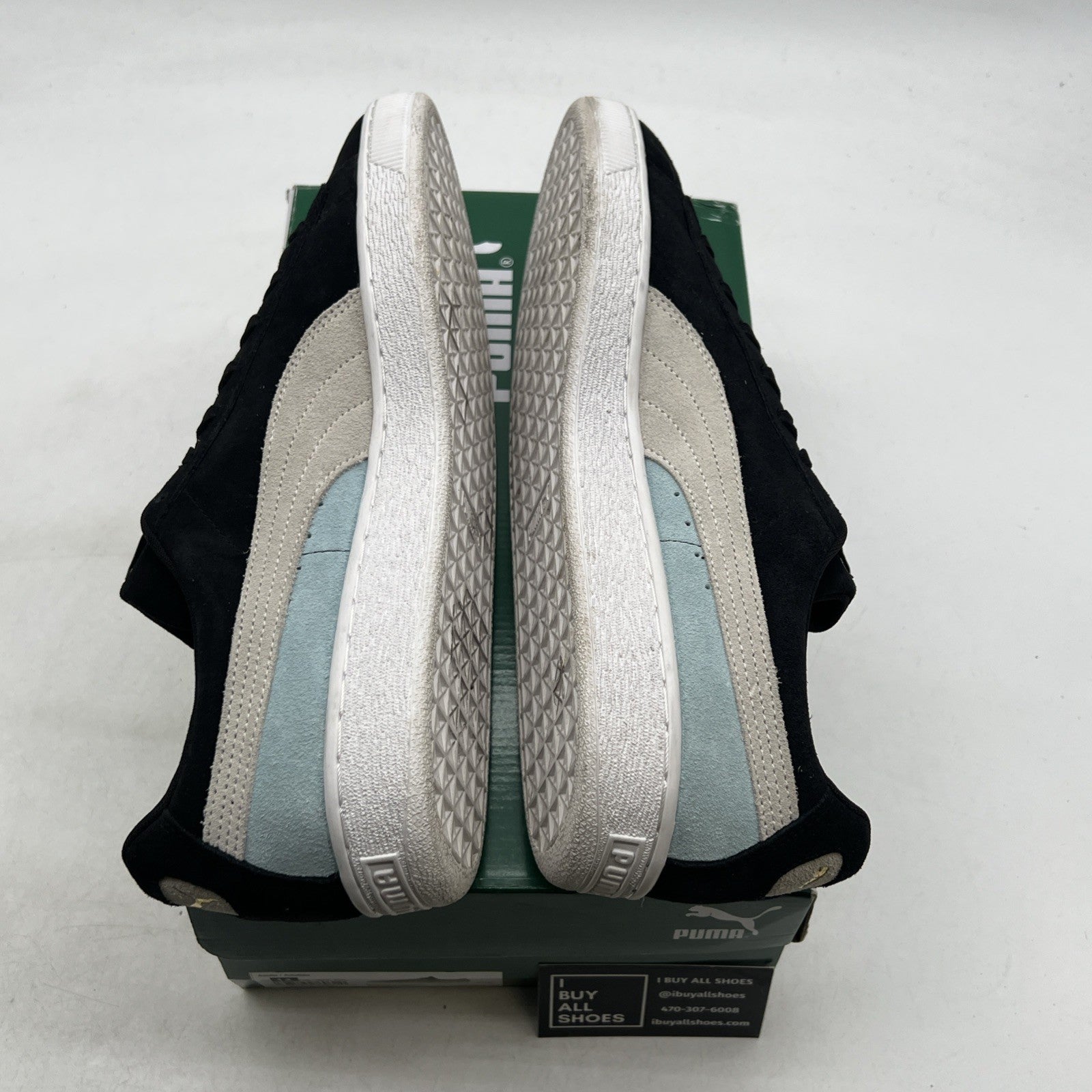 Size 14 - Puma Suede Classic Black Aquamarine (365347-86)
