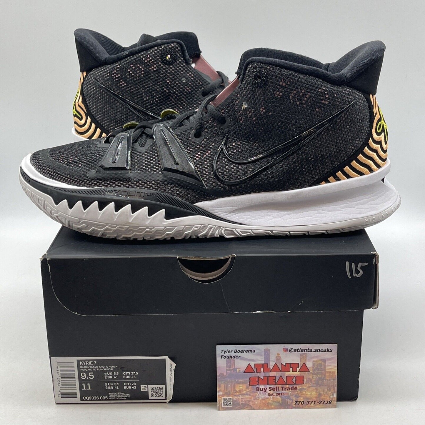 Size 9.5 - Nike Kyrie 7 Ripple Effect Black White Pink Orange (CQ9326-005)