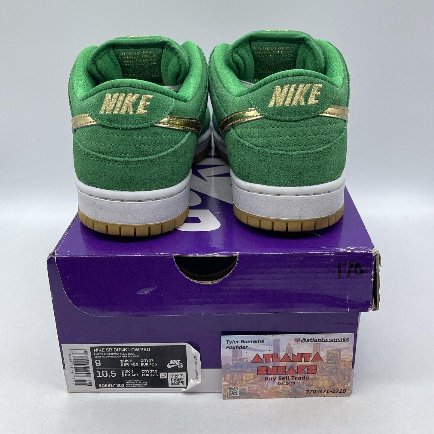 Size 9 - Nike SB Dunk Low Pro St. Patrick's Day Green Suede (BQ6817-303)