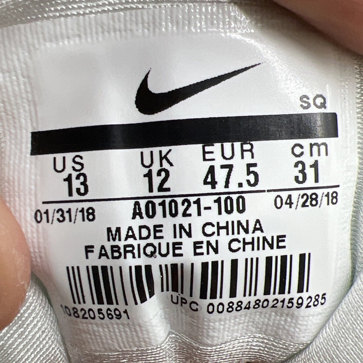 Size 13 - Nike Air Max 1 Just Do It (AO1021-100)