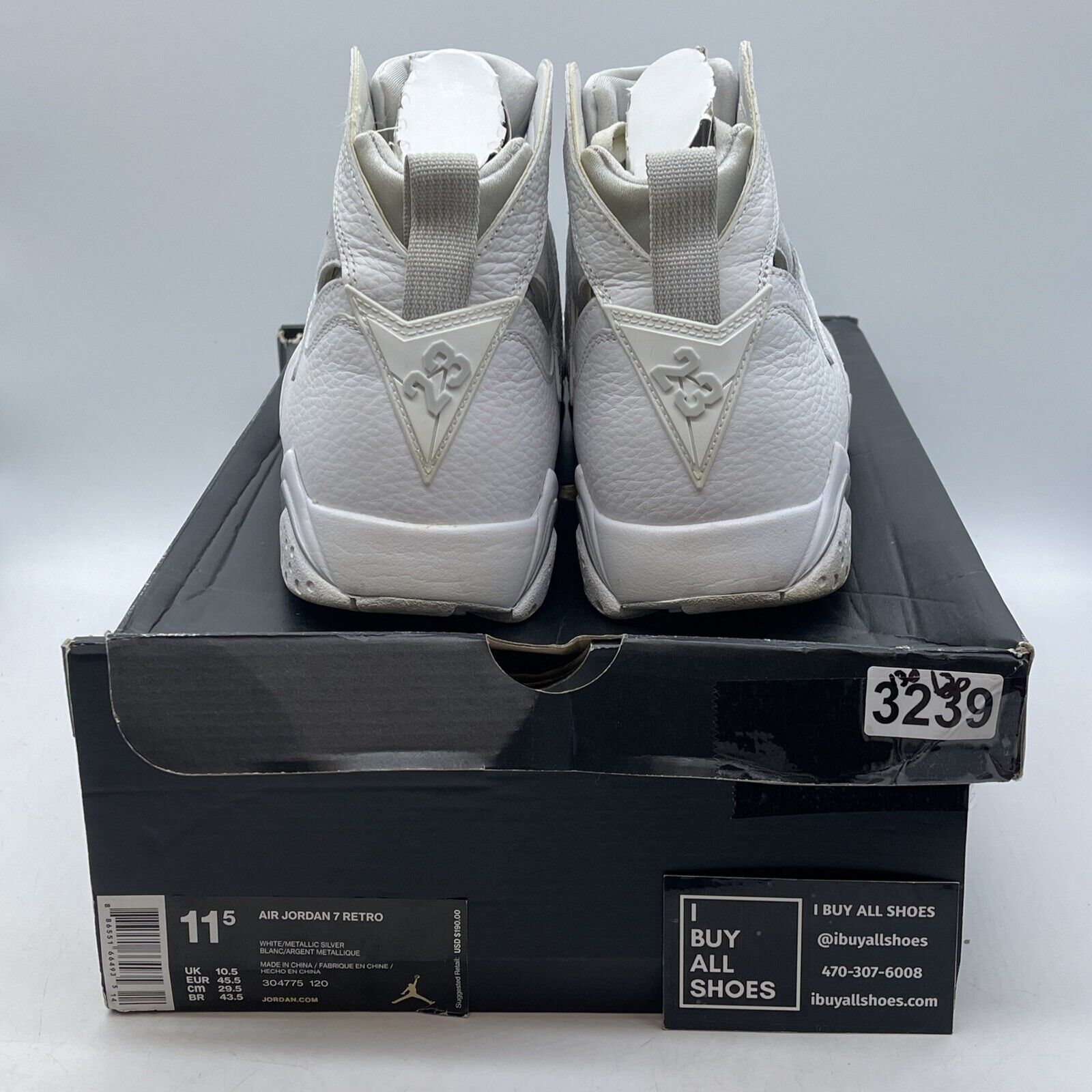 Size 11.5 - Air Jordan 7 Retro Pure Money Grey White Suede Leather (304775-120)