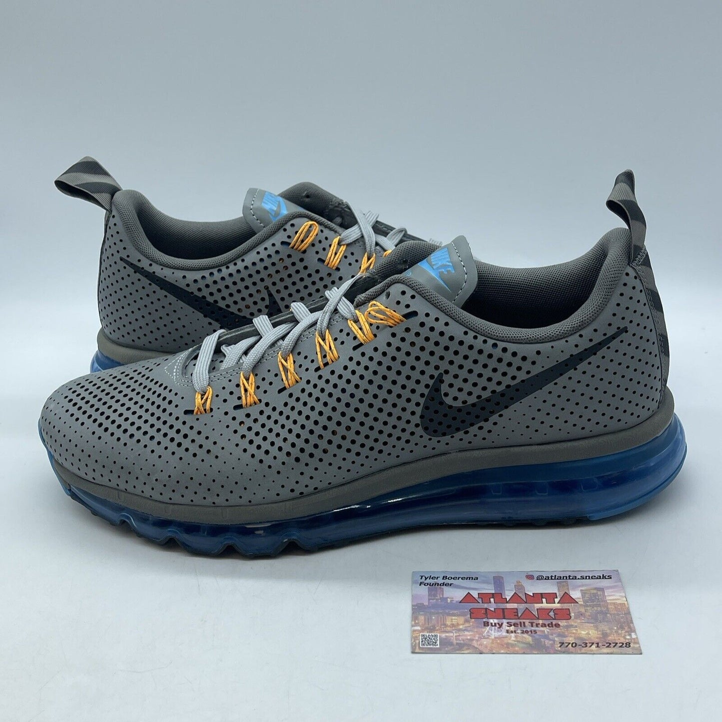Size 11 - Nike Air Max 90 Motion Wolf Grey Blue Yellow Black (631767-004)