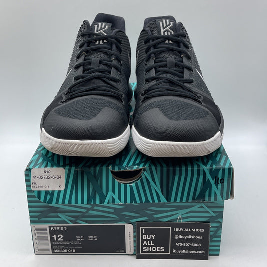 Size 12 - Nike Kyrie 3 Black Ice Grey Suede White Leather (852395-018)