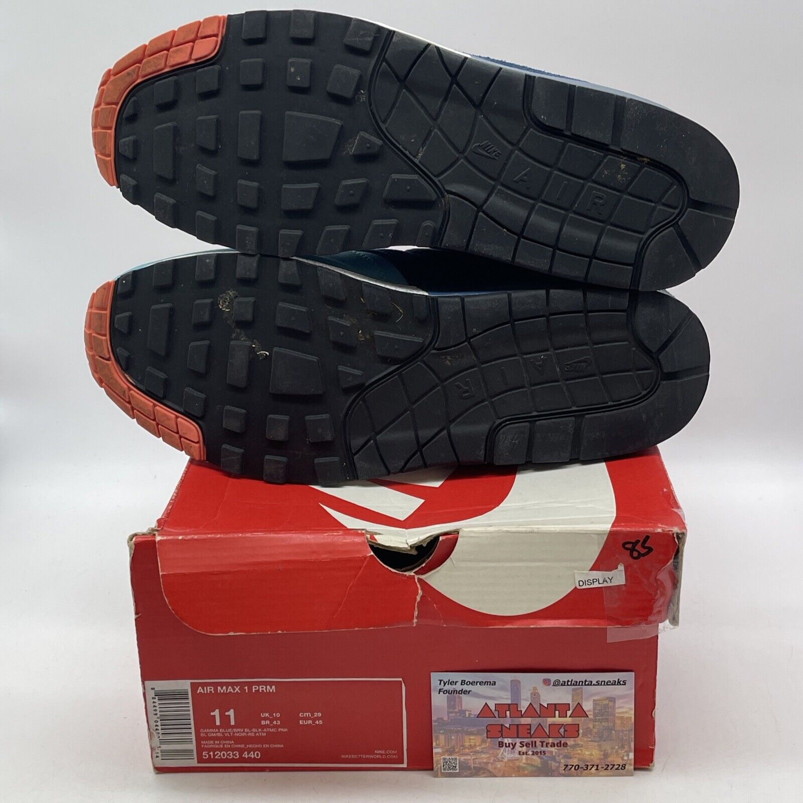 Size 11 - Nike Air Max 1 Prm Gamma Blue Atomic Pink Suede White (512033-440)