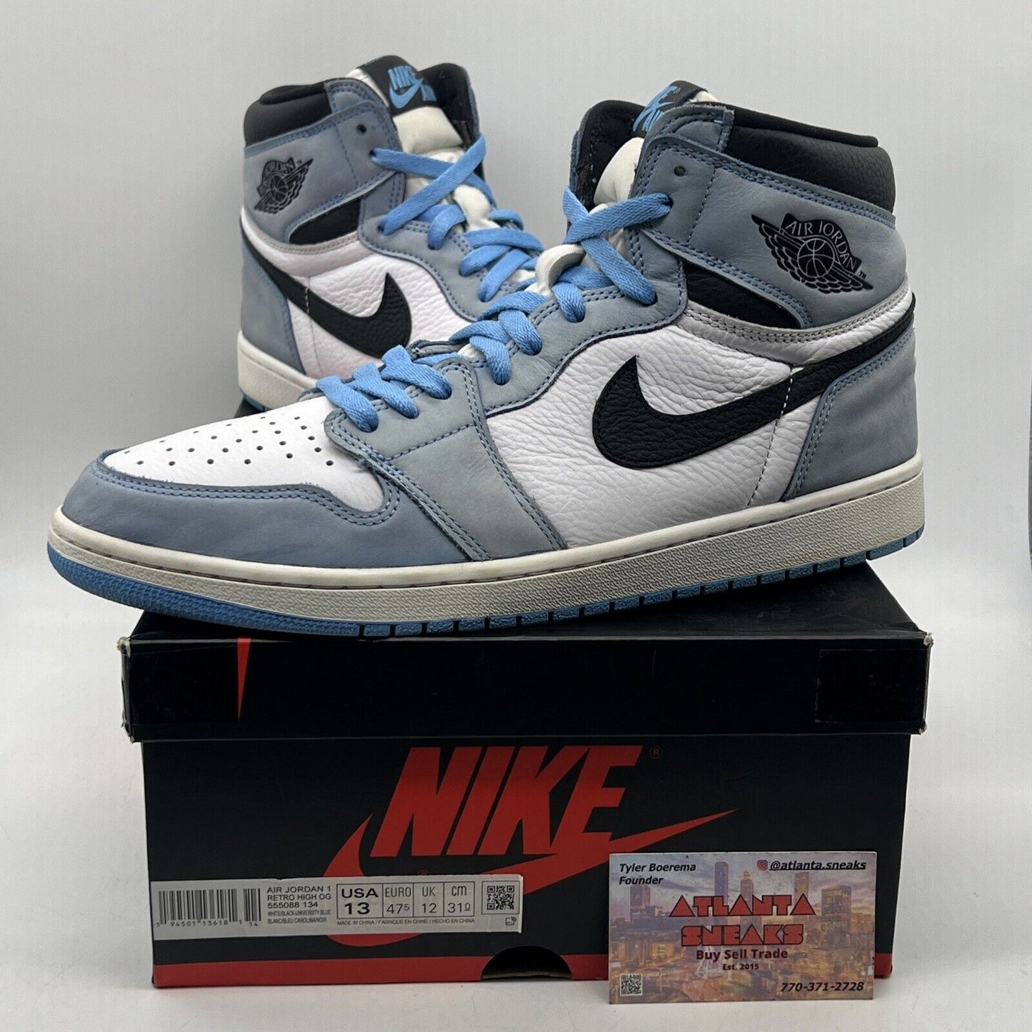 Size 13 - Jordan 1 Retro OG High University Blue Black White Leather 555088-134