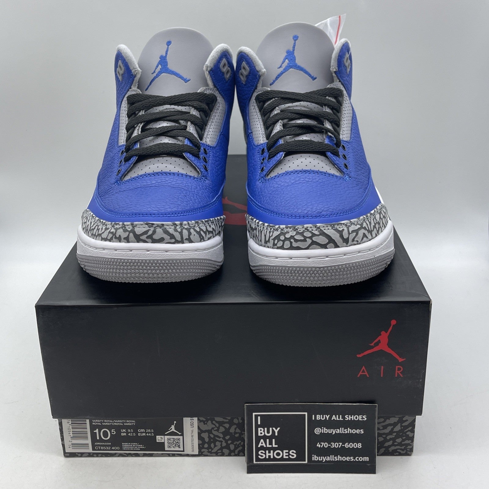 Size 10.5 - Air Jordan 3 Retro Varsity Royal 2020 (CT8532-400)