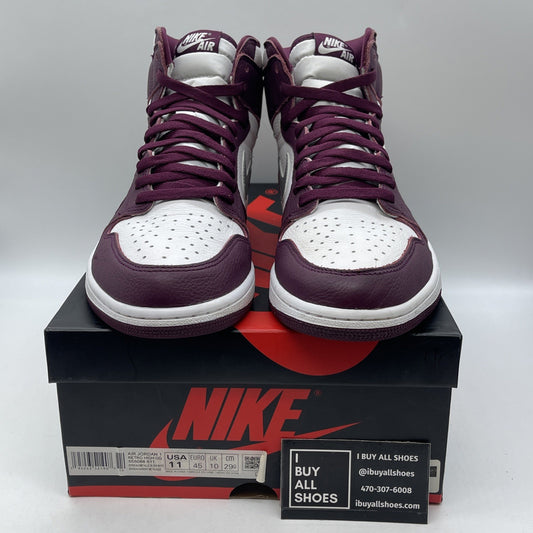 Size 11 - Jordan 1 Retro High OG Bordeaux White Silver Leather (555088-611)