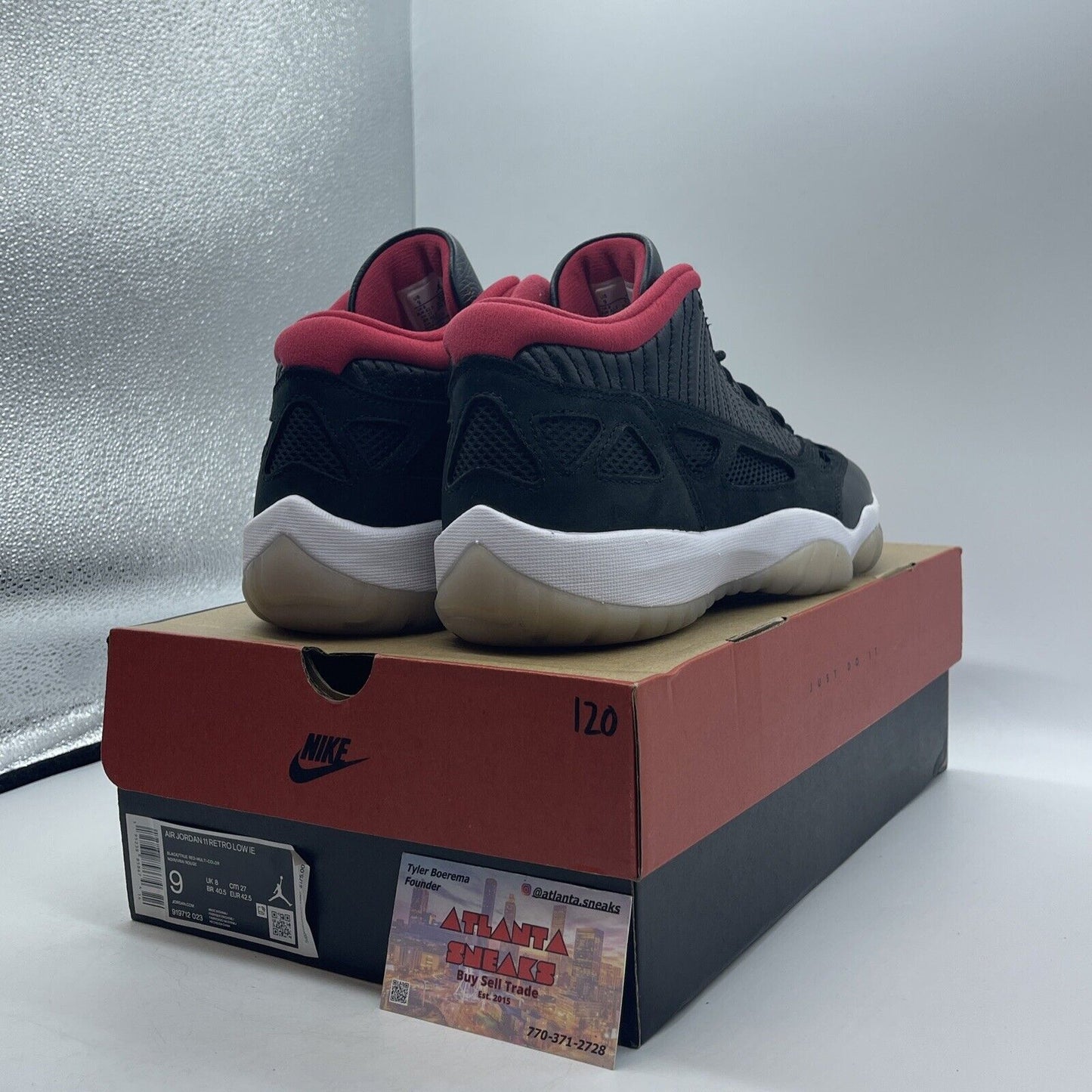 Size 9 - Air Jordan 11 Retro IE 2021 Low Bred Black White Red (919712-023)