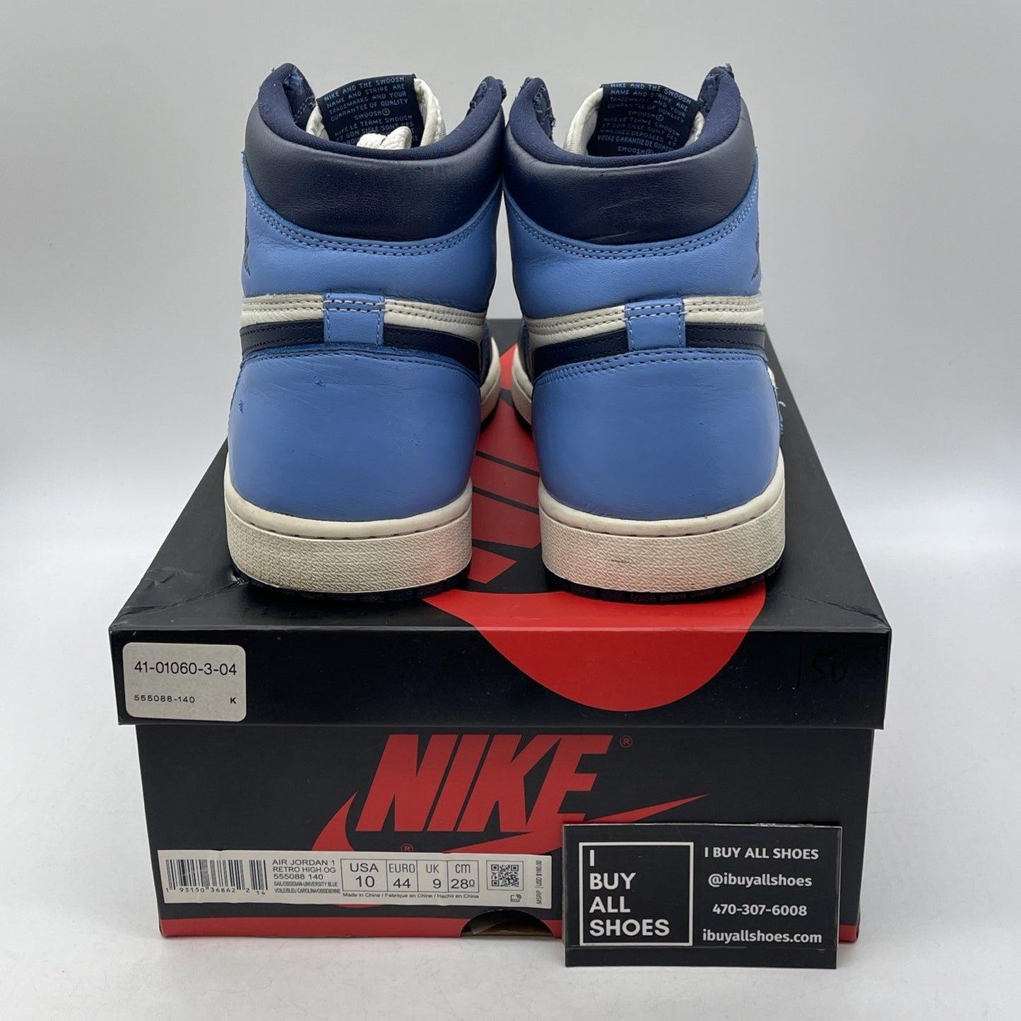 Size 10 - Air Jordan 1 Retro OG High Obsidian UNC 2019 (555088-140)