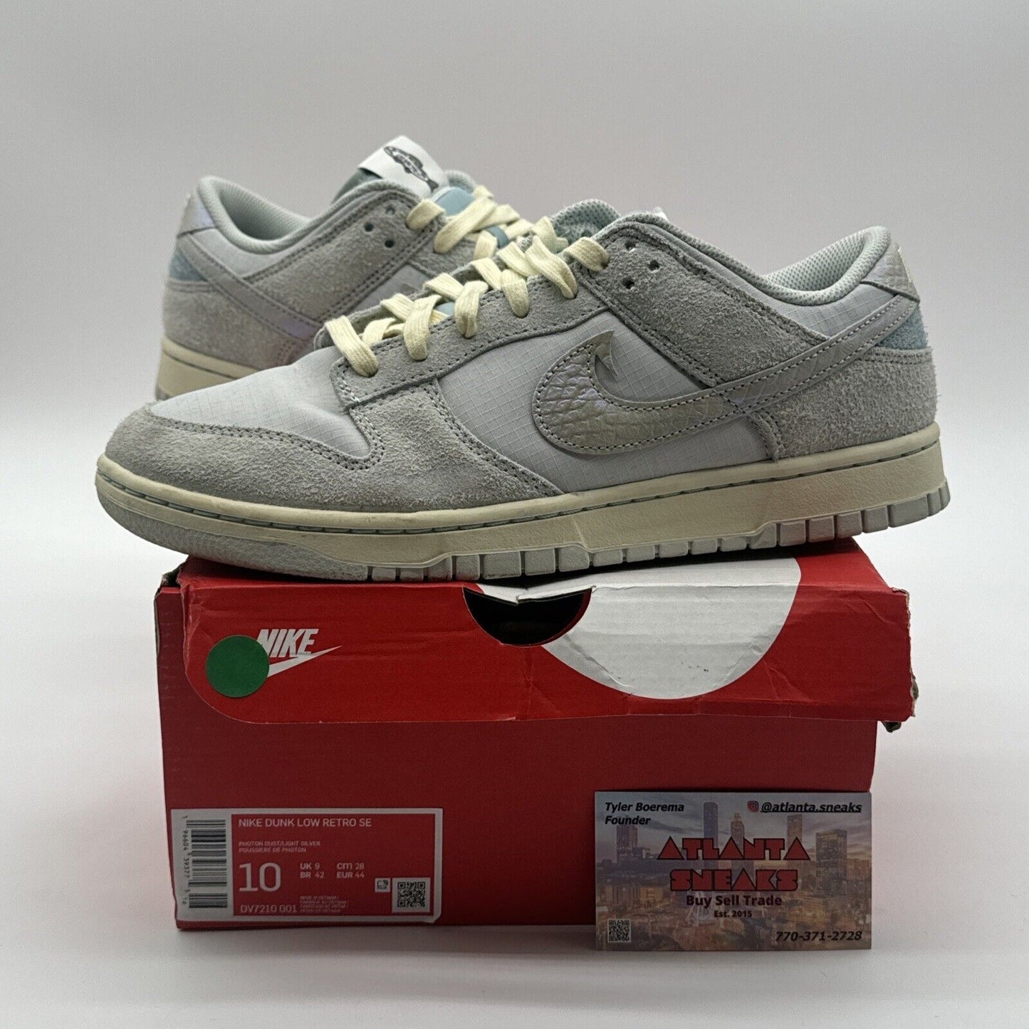 MENS NIKE DUNK LOW RETRO SE_PHOTON DUST/SILVER-ALABASTER DV7210-001-SIZE 10