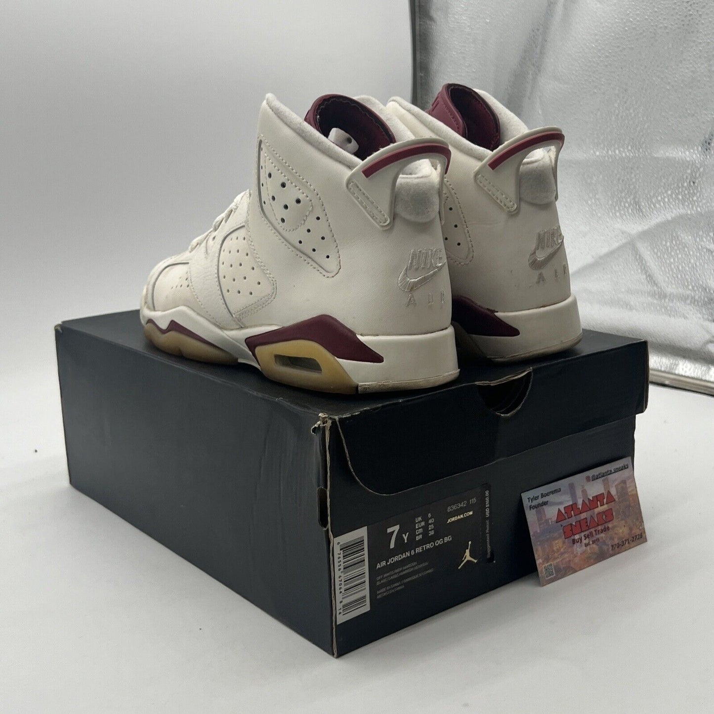 Size 7Y - Air Jordan 6 Retro 2015 Maroon (836342-115)