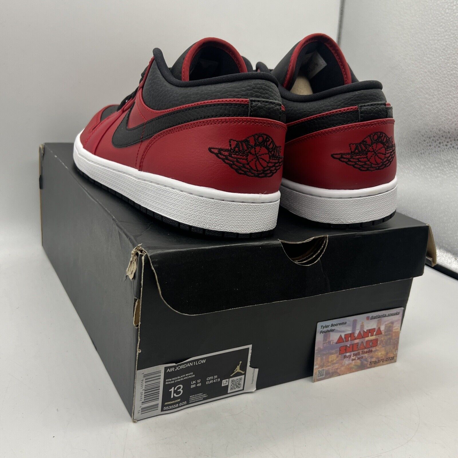 Size 13 - Air Jordan 1 Reverse Bred Black White Red Leather (553558-605) Og All