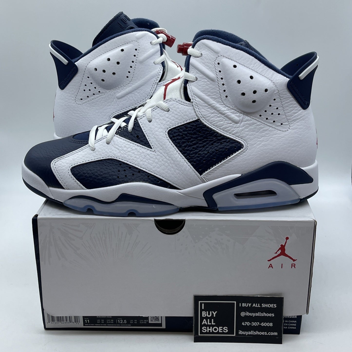 Size 11 - Air Jordan 6 Retro 2024 Olympic White Blue Leather (CT8529-164)