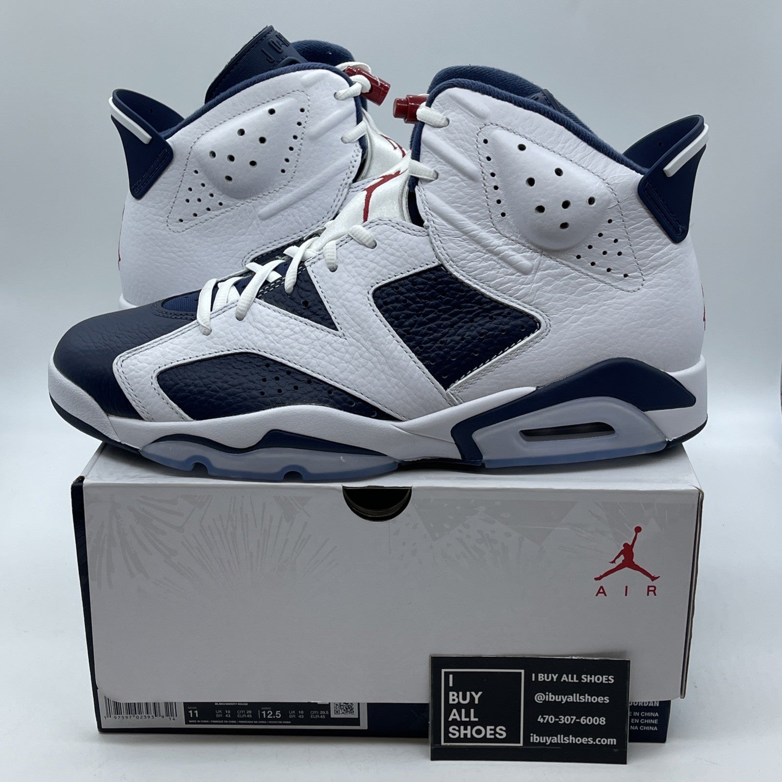 Size 11 - Air Jordan 6 Retro 2024 Olympic White Blue Leather (CT8529-164)