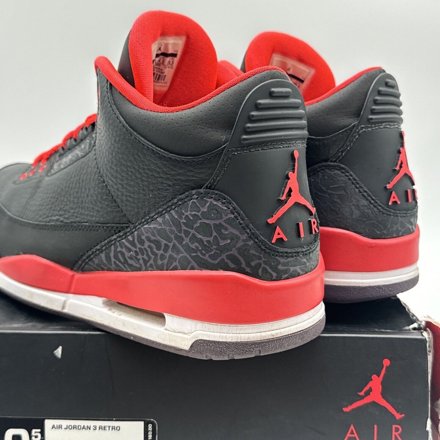 Size 10.5 - Jordan 3 Retro Crimson 2013 Black Red Purple Raptors Leather Tumbled