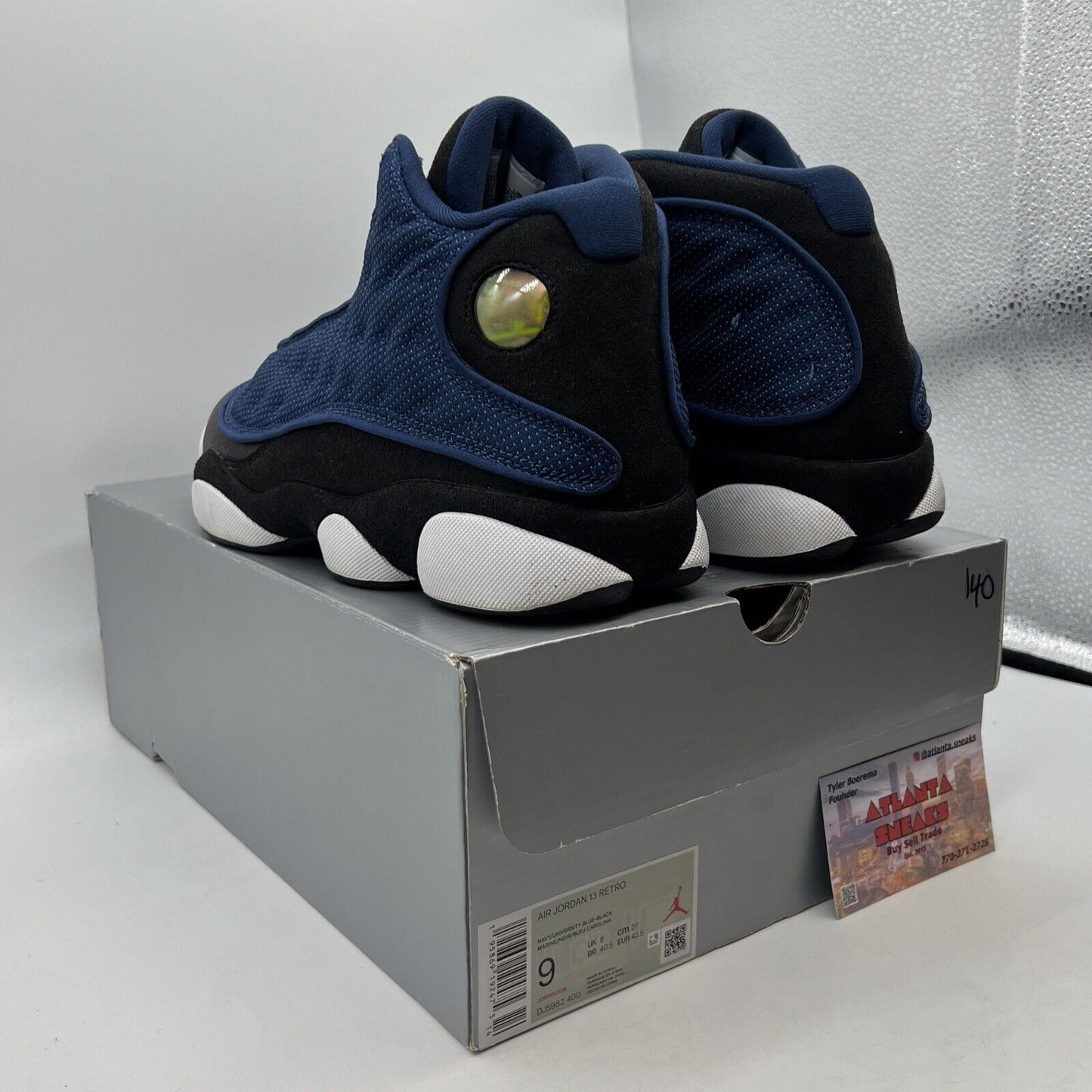 Size 9 - Jordan 13 Navy 2022 Black White Black Leather Blue (DJ5982-400)