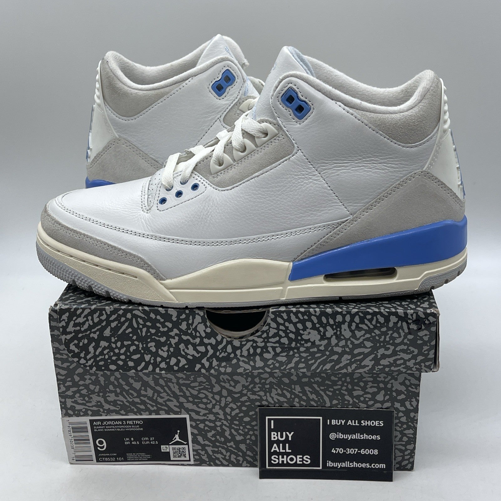 Size 9 - Air Jordan 3 Retro Lucky Shorts Blue Grey Suede Leather (CT8532-101)