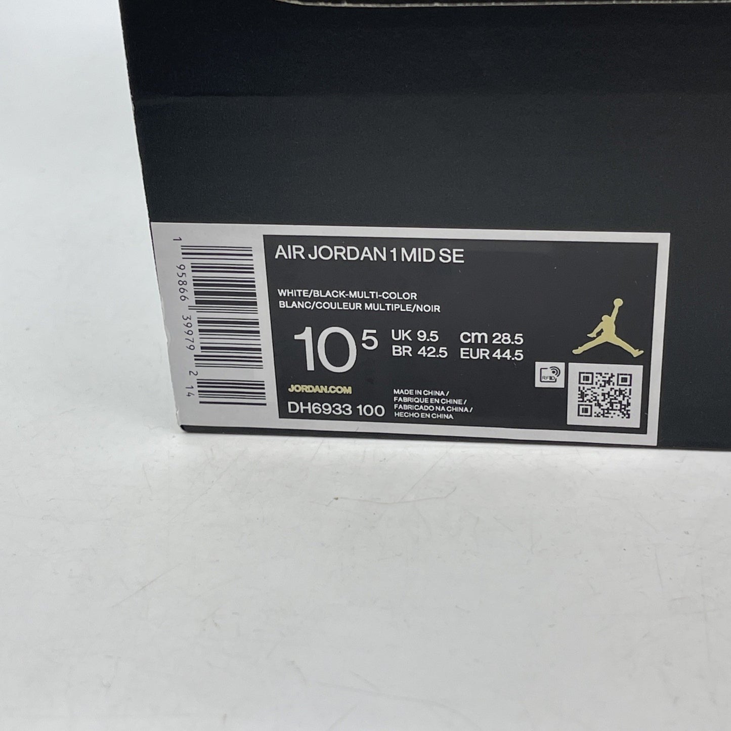 Size 10.5 - Jordan 1 Mid SE Diamond Black White Leather Suede (DH6933-100)