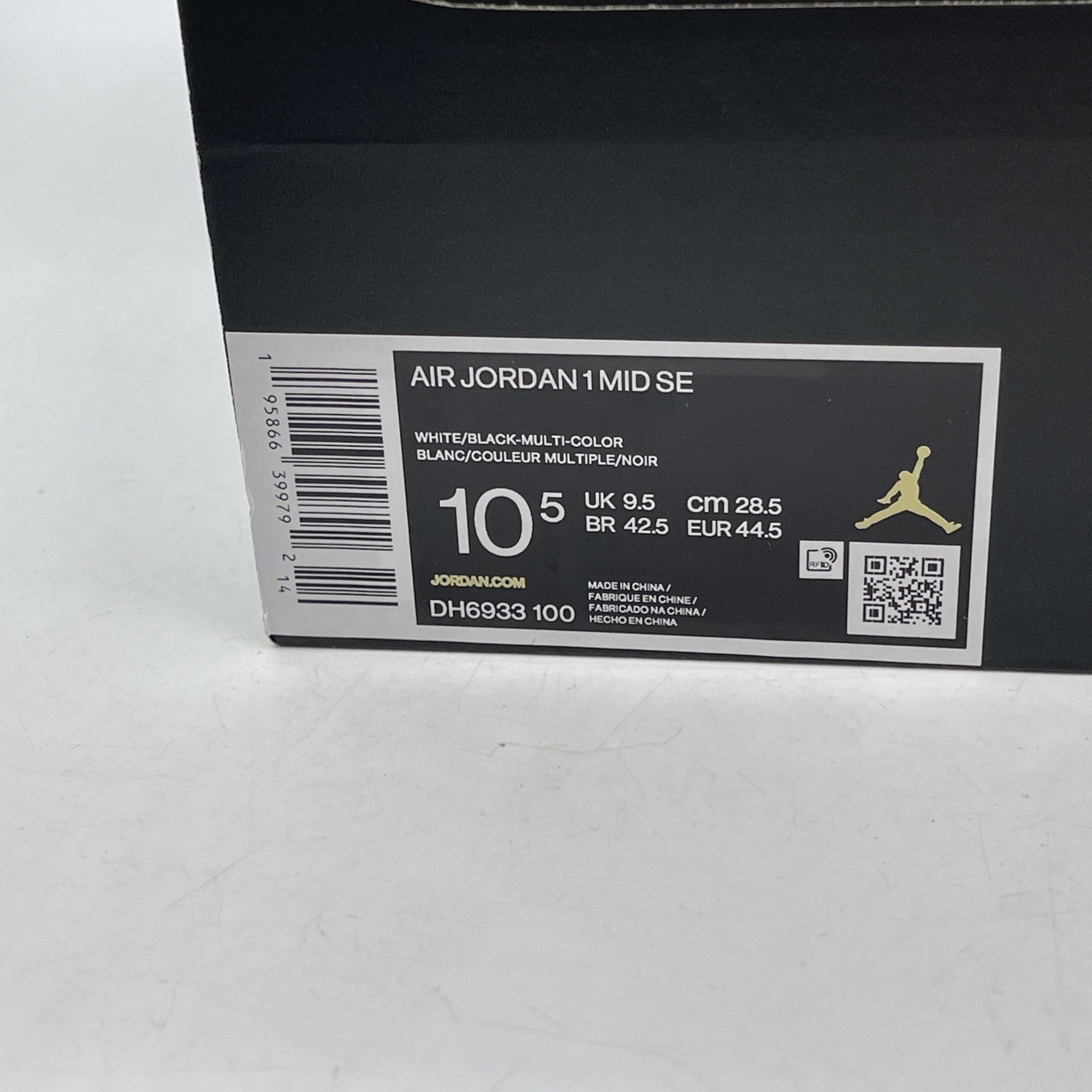 Size 10.5 - Jordan 1 Mid SE Diamond Black White Leather Suede (DH6933-100)