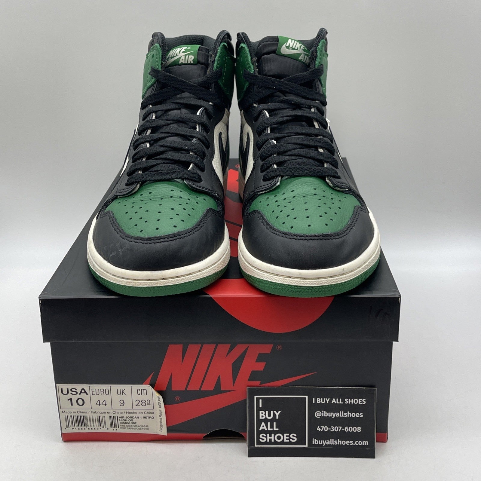 Size 10 - Air Jordan 1 Retro High OG Pine Green 2018 (555088-302)