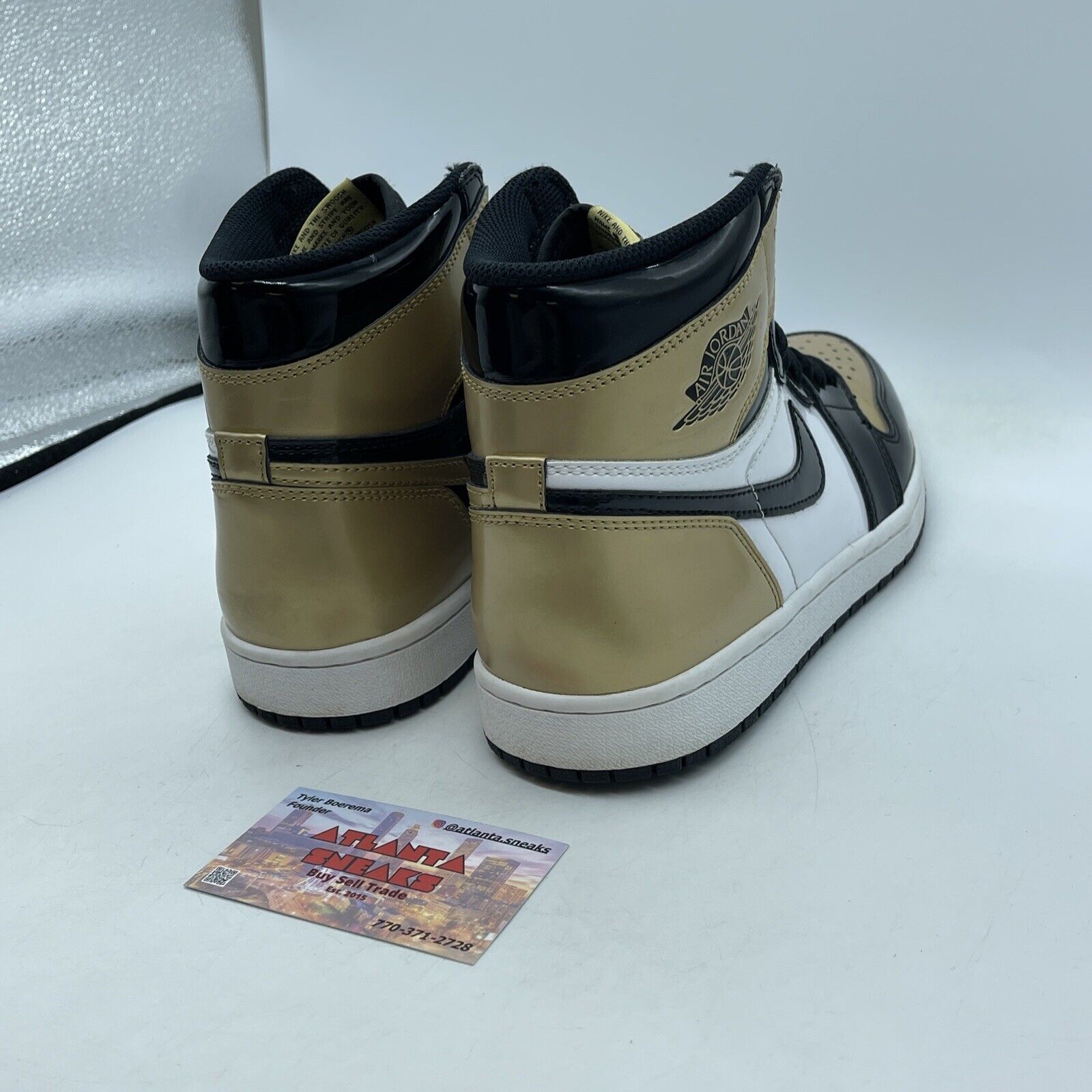 Size 8 - Air Jordan 1 Retro NRG High Gold Toe Black White Leather (861428-007)