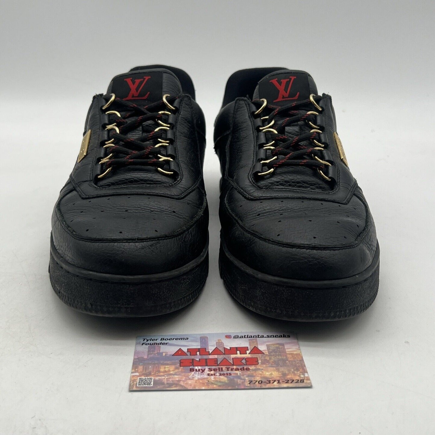 Size 10.5 - Mens Louis Vuitton Black / Gold Hardware Calfskin Trainer Sneaker