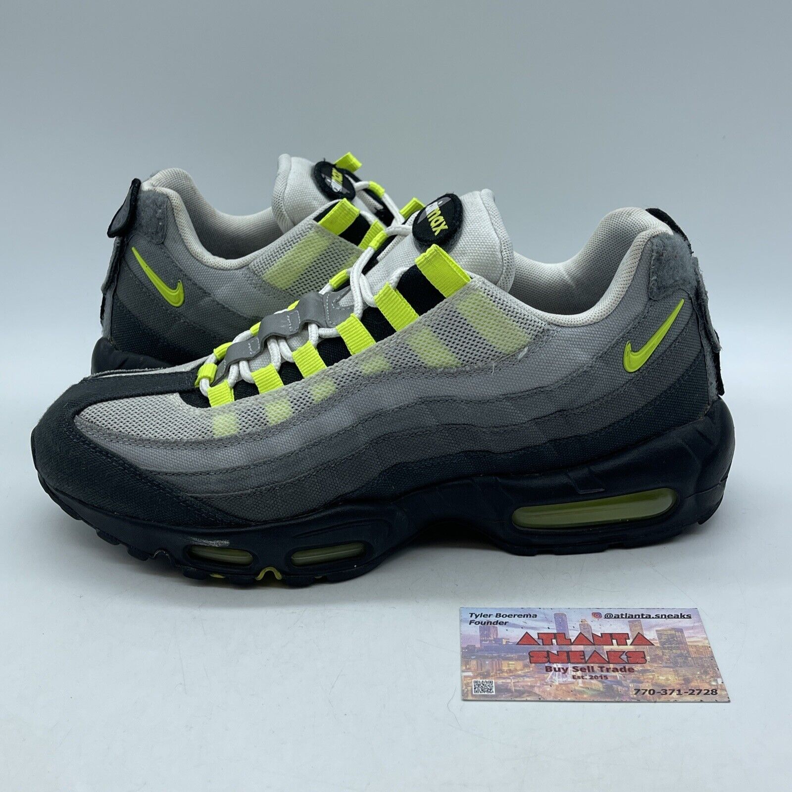 Size 10 - Nike Air Max 95 SP Neon Patch Gray Suede Black Leather (747137-170)