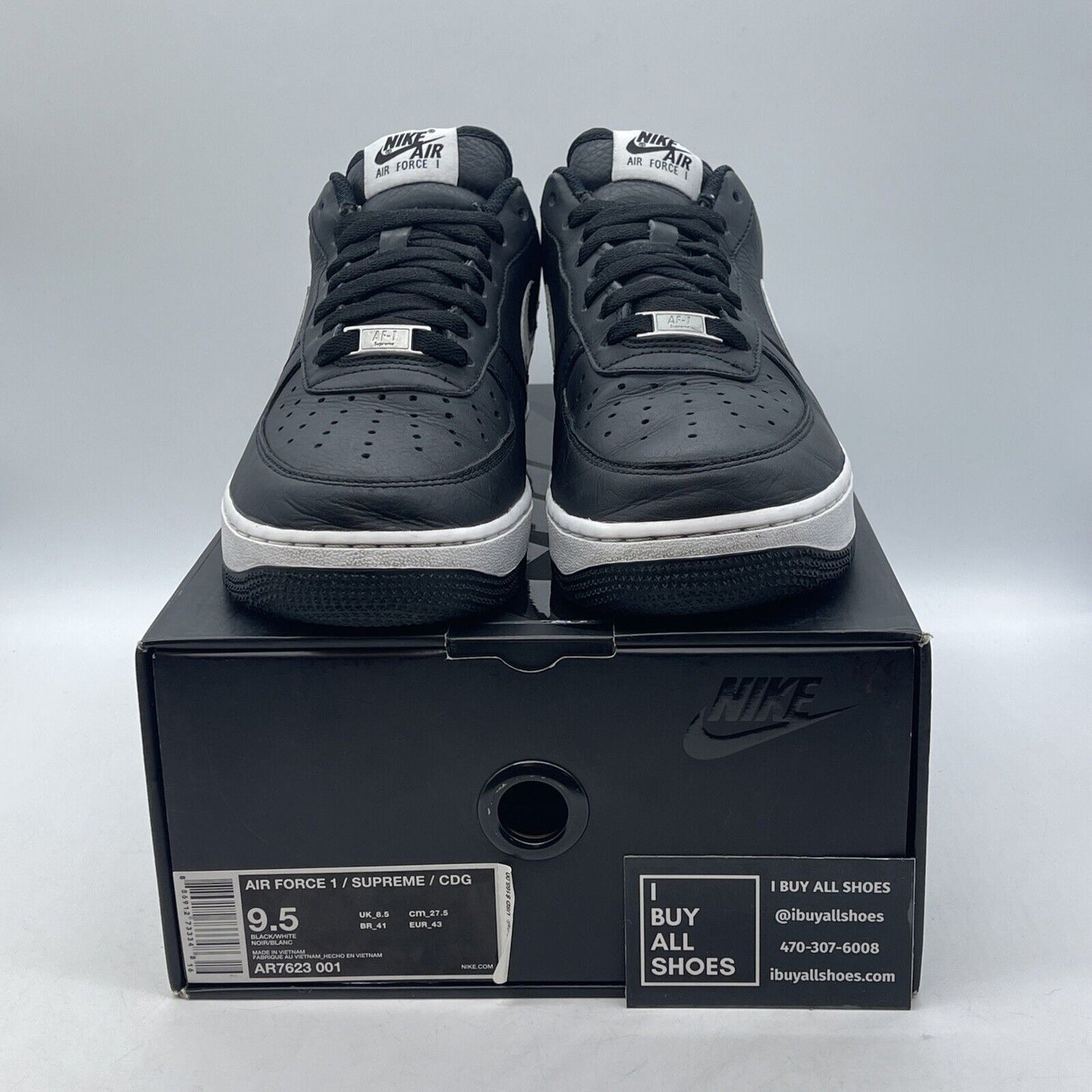 Size 9.5 - Nike Supreme x Comme des Garçons SHIRT x Air Force 1 Low Black White