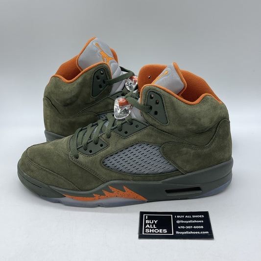 Size 12 - Air Jordan 5 Retro 2024 Olive Green Orange Suede (DD0587-308)