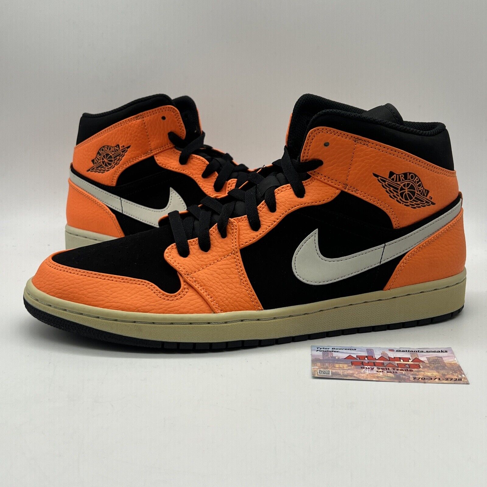 Size 13 - Air Jordan 1 Black Cone Orange Black White Leather Suede