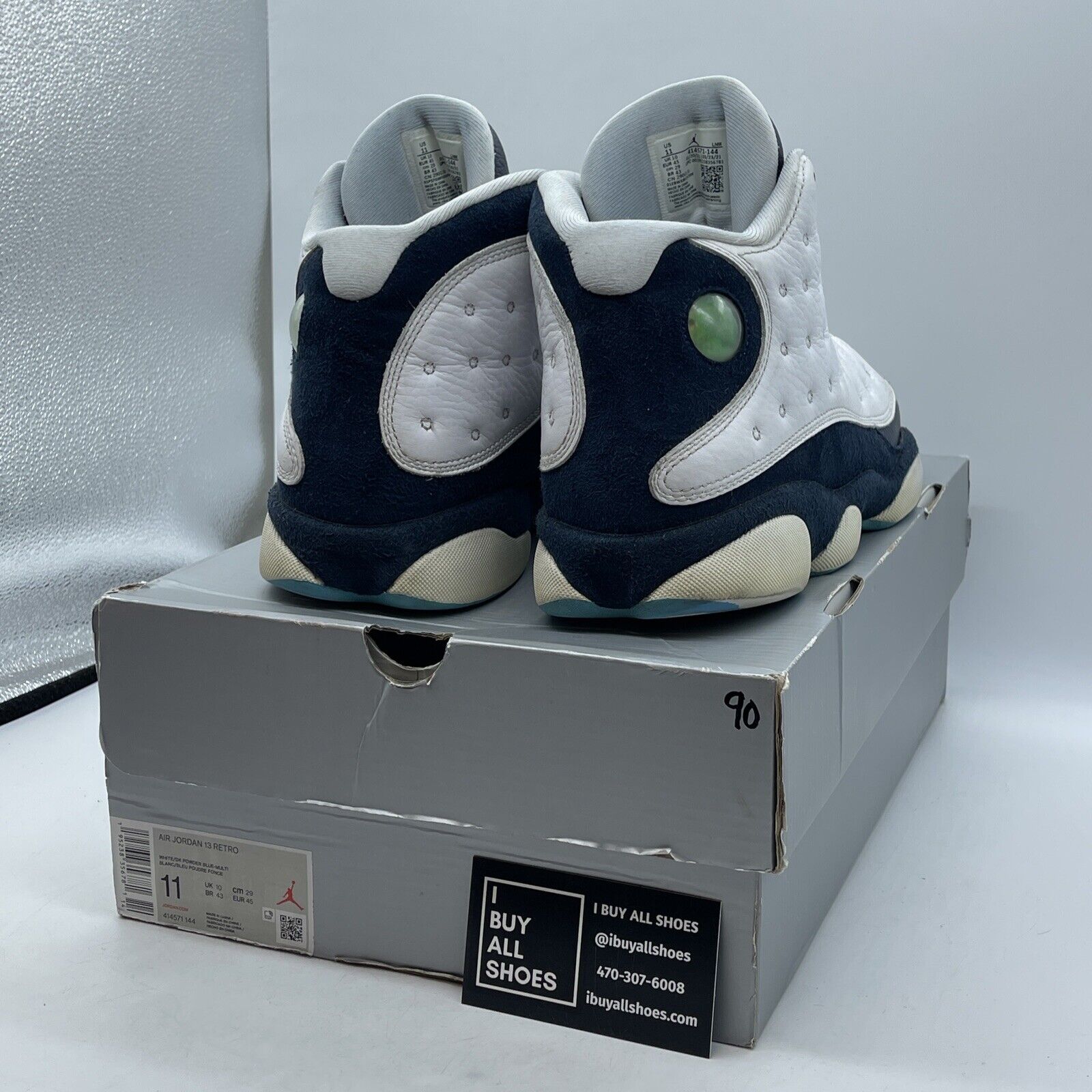 Size 11 - Jordan 13 Retro Obsidian Blue Suede White Leather (414571-144)