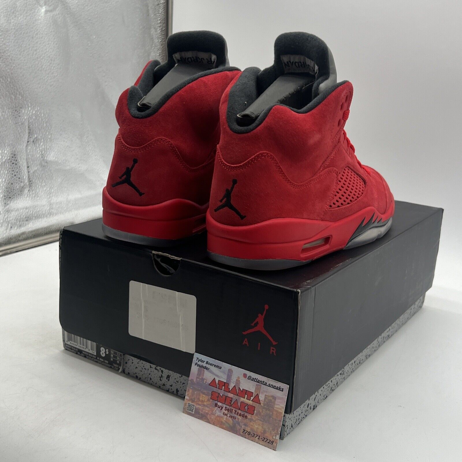 Size 8.5 - Air Jordan 5 Retro Red Suede Black Grey (136027-602)