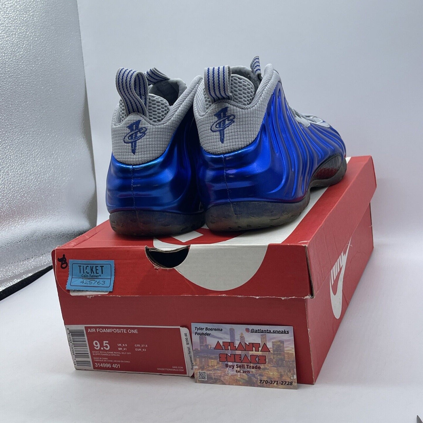 Size 9.5 - Nike Air Foamposite One Sport Royal Grey Suede Blue (314996-401)