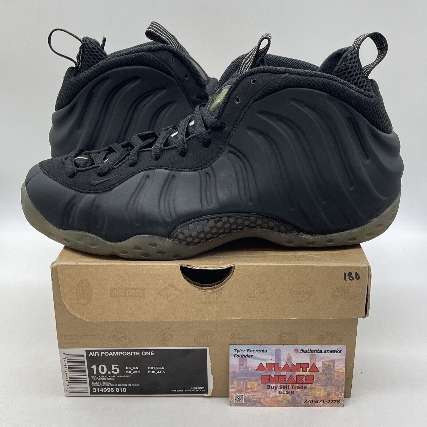 Size 10.5 - Nike Air Foamposite One Stealth Silver Black Suede (314996-010)