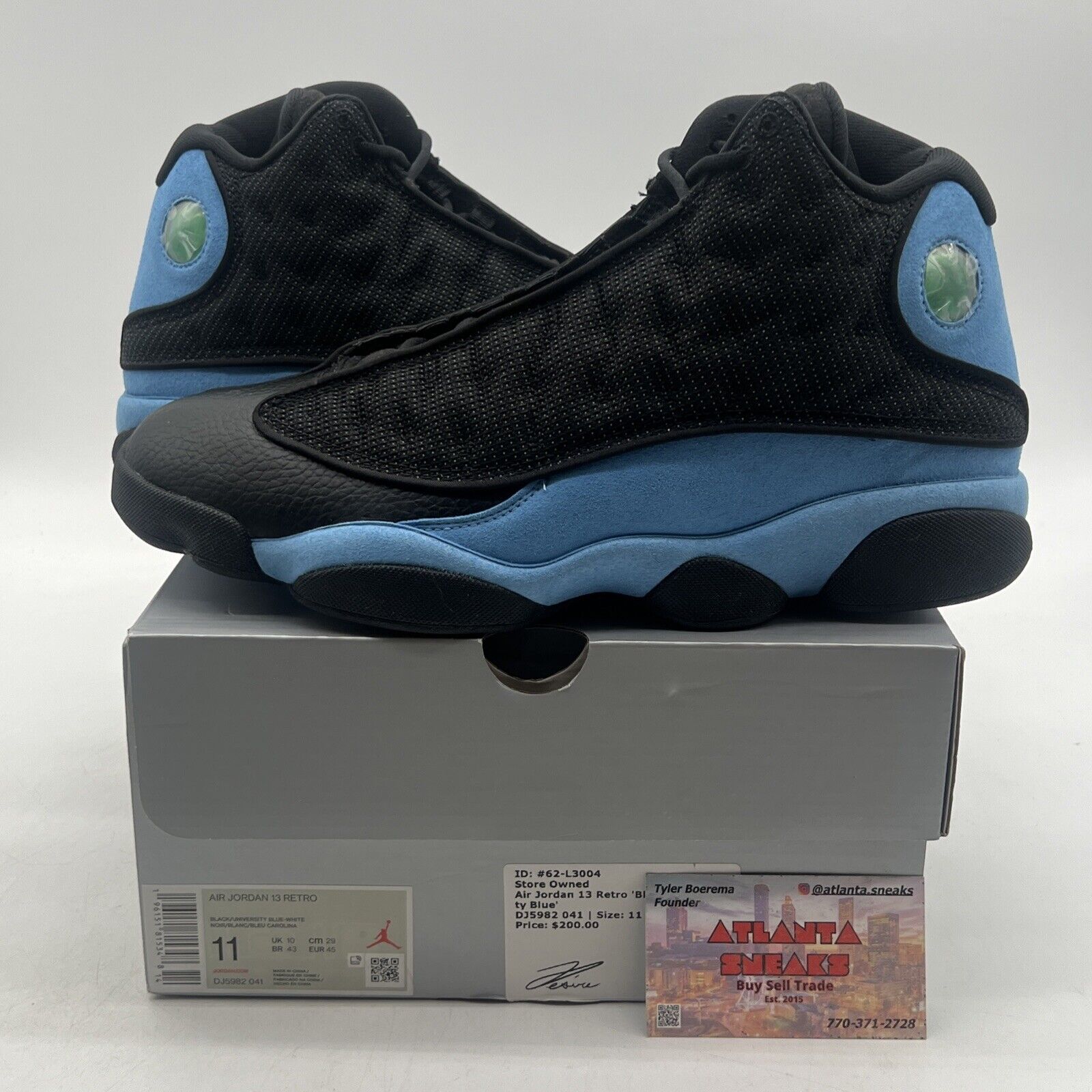 Size 11 - Jordan 13 Retro Mid Black University Blue Suede Leather (DJ5982-041)