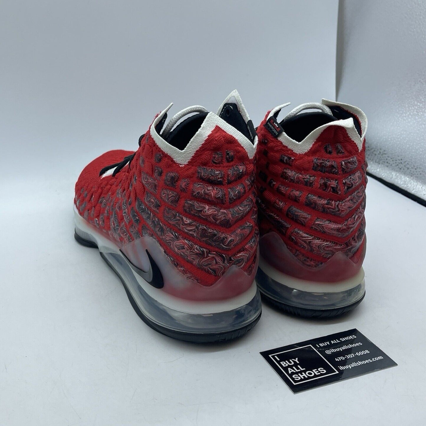 Size 13 - Nike LeBron 17 Air Max Uptempo Red White Black Suede (BQ3177-601)