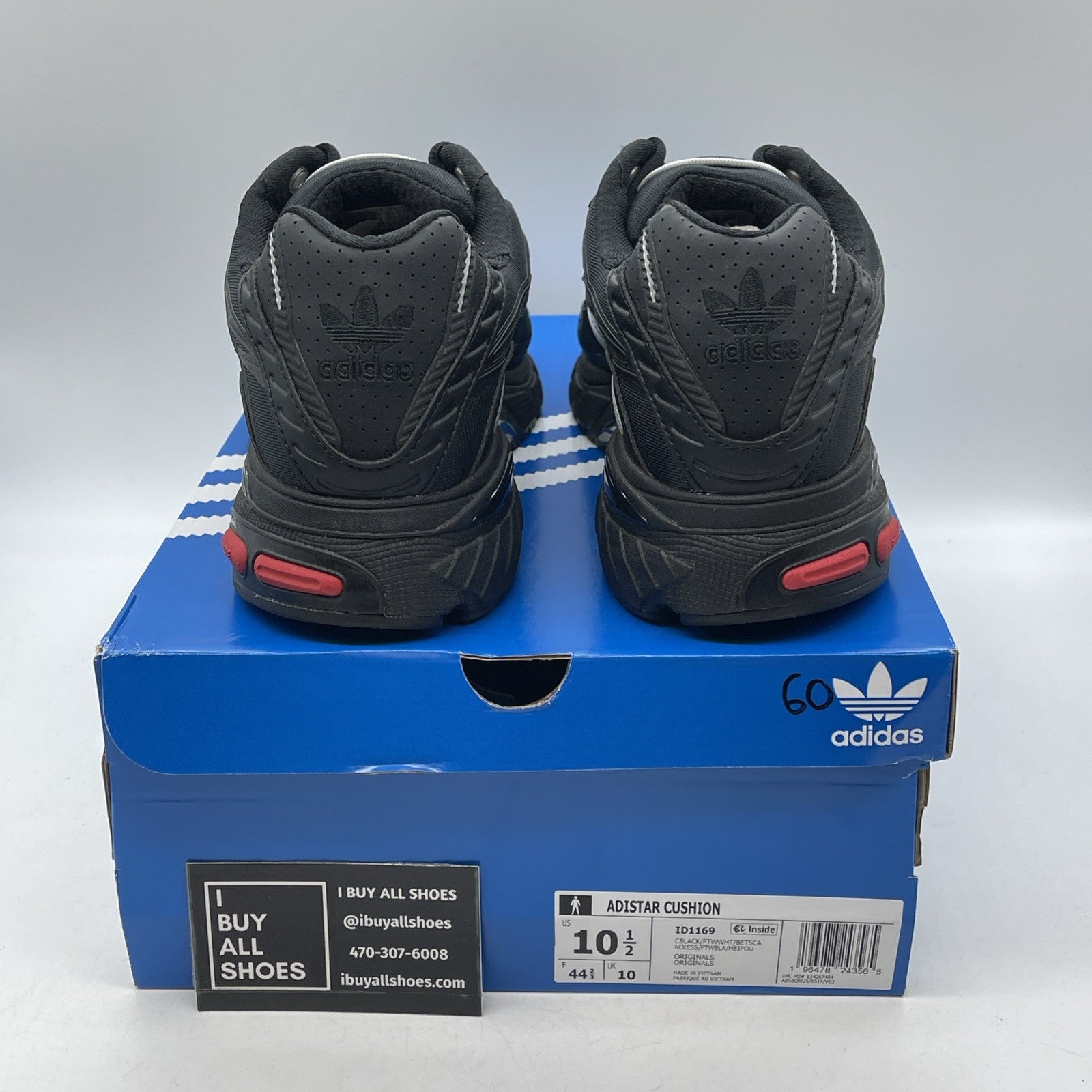 Size 10.5 - adidas Adistar Cushion Lace Up  Mens Black (ID1169)