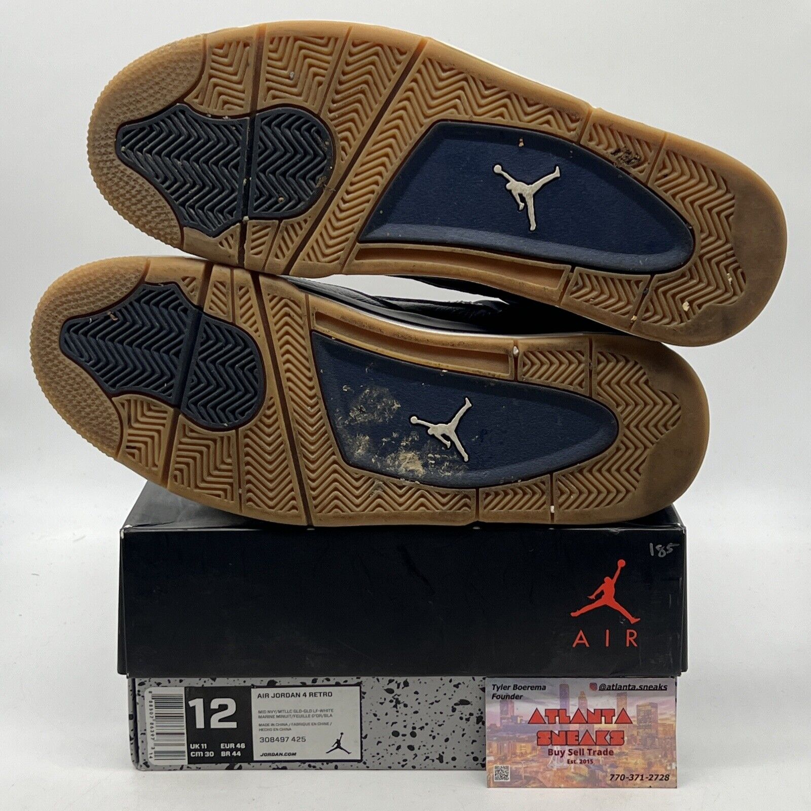 Size 12 - Air Jordan 4 Retro Dunk From Above Navy Yellow Gum Leather 308497-425