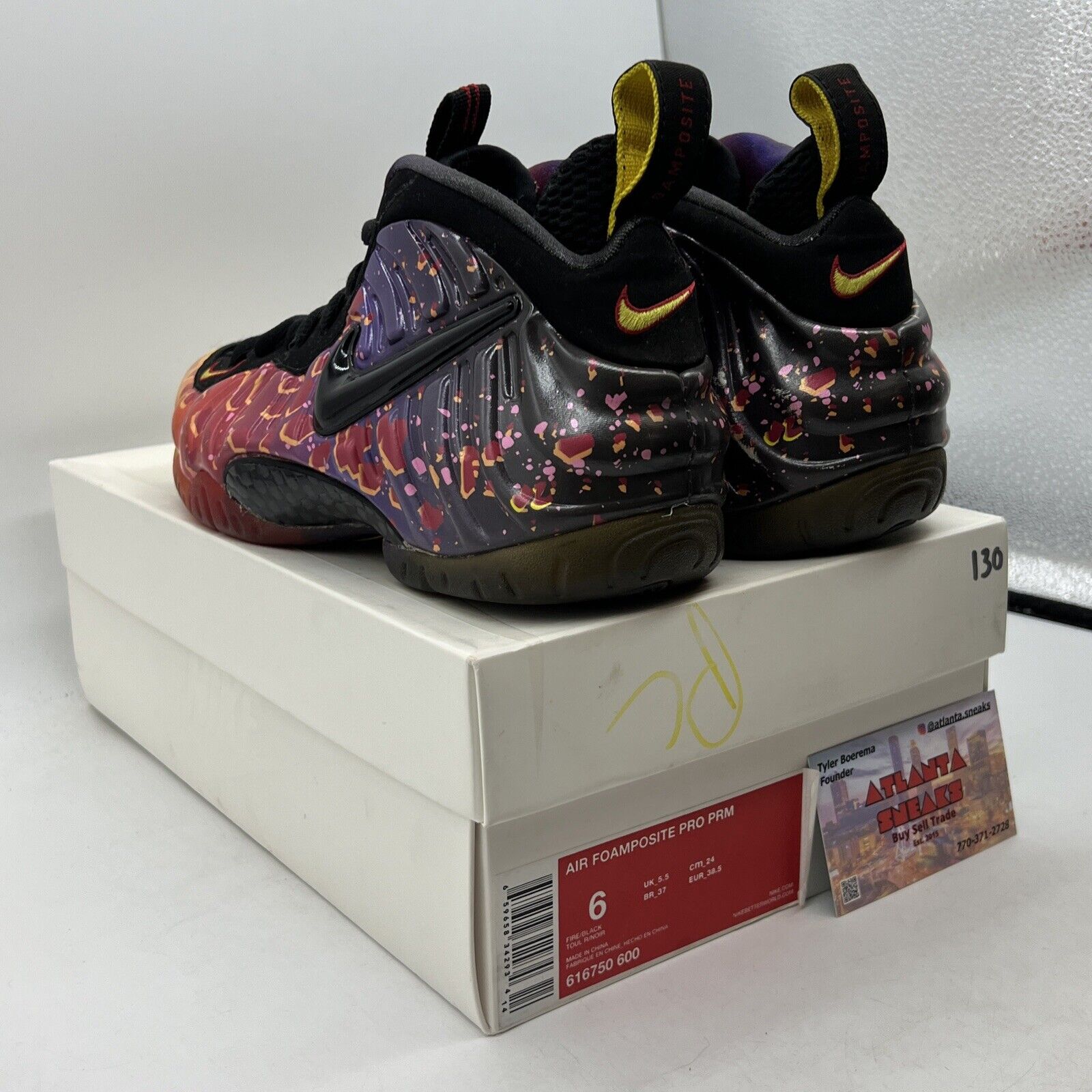 Size 6 - Nike Air Foamposite Pro Prm Area 72 Yellow Purple Red (616750-600)