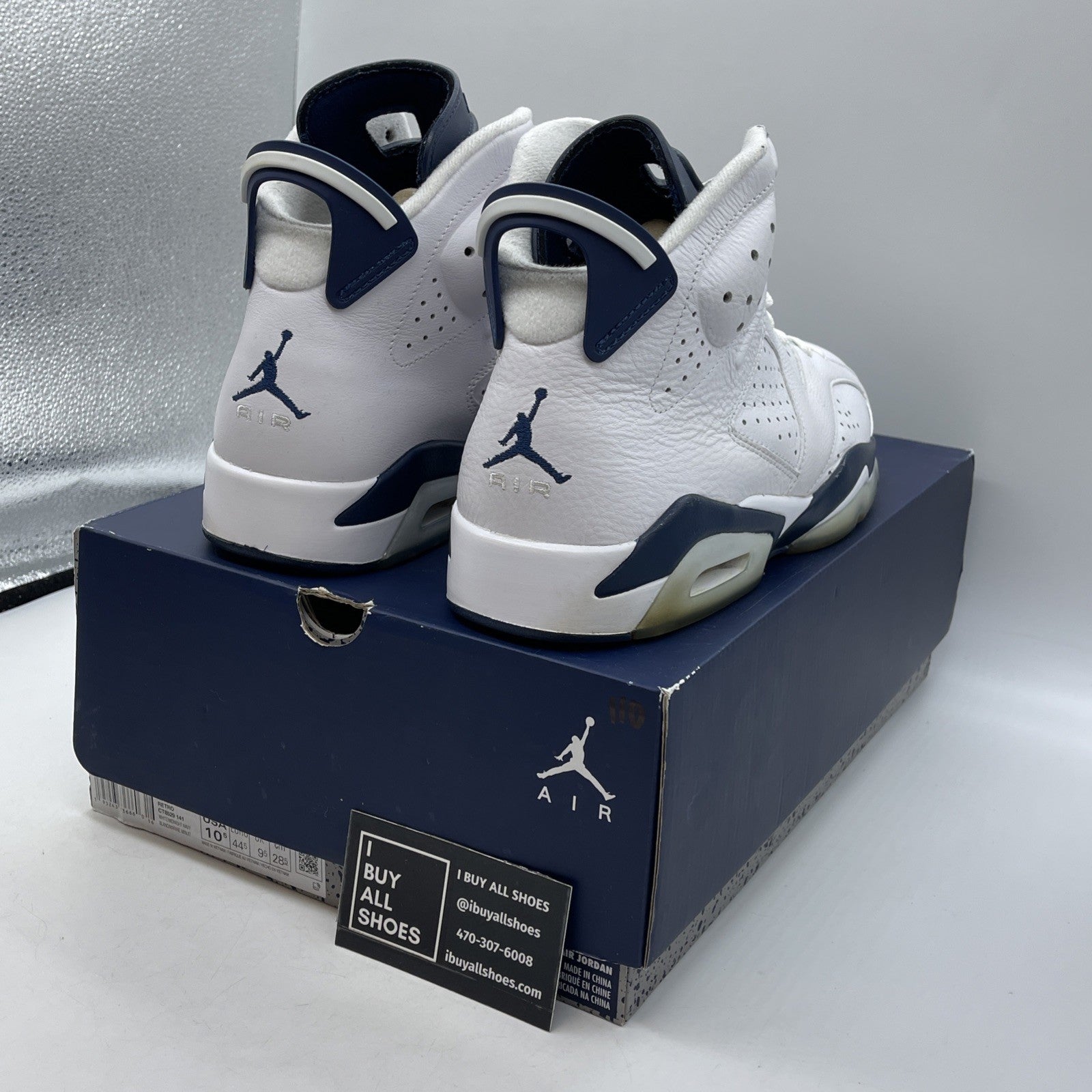 Size 10.5 - Jordan 6 Retro Midnight Navy White Leather (CT8529-141)
