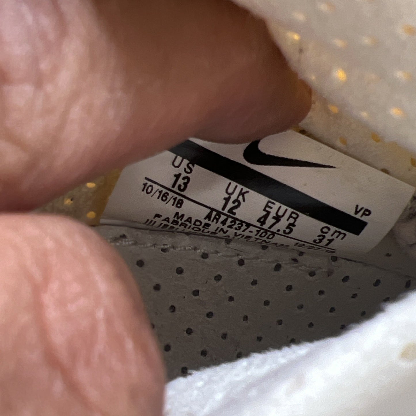 Size 13 - Nike Air Fear Of God 1 Sail (AR4237-100)