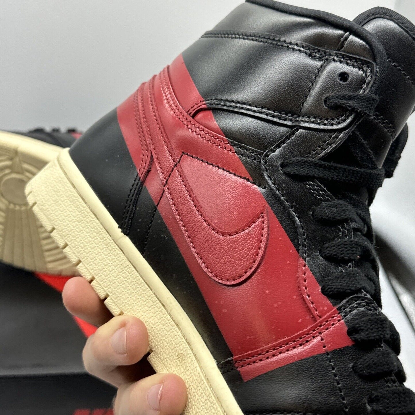 Size 10.5 - Jordan 1 Retro High OG Couture 2019 Black Red Cream Satin Leather