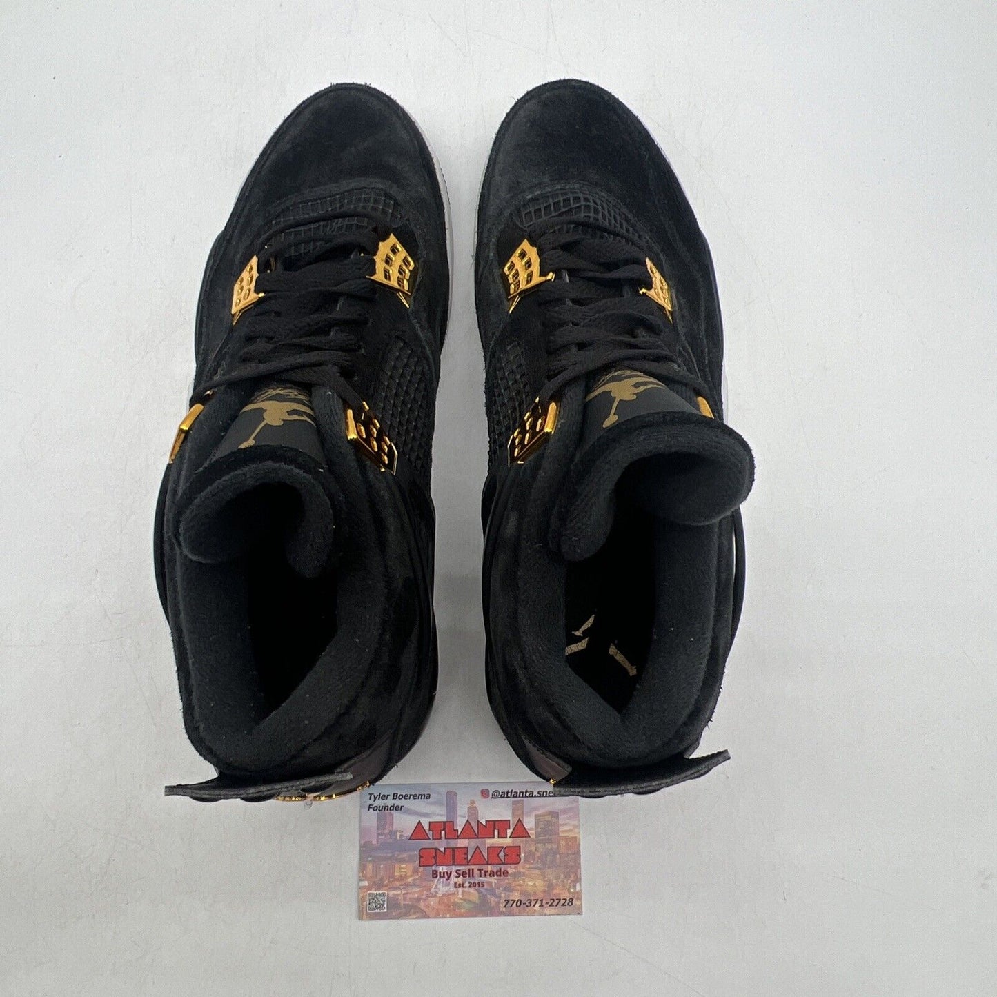 Size 9.5 - Jordan 4 Retro Royalty 2017 Gold White Suede Black (307497-032)